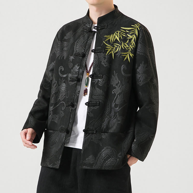 Chaqueta de manga larga para hombre con diseño de rana dragón de bambú y Buddha Stones - image 5