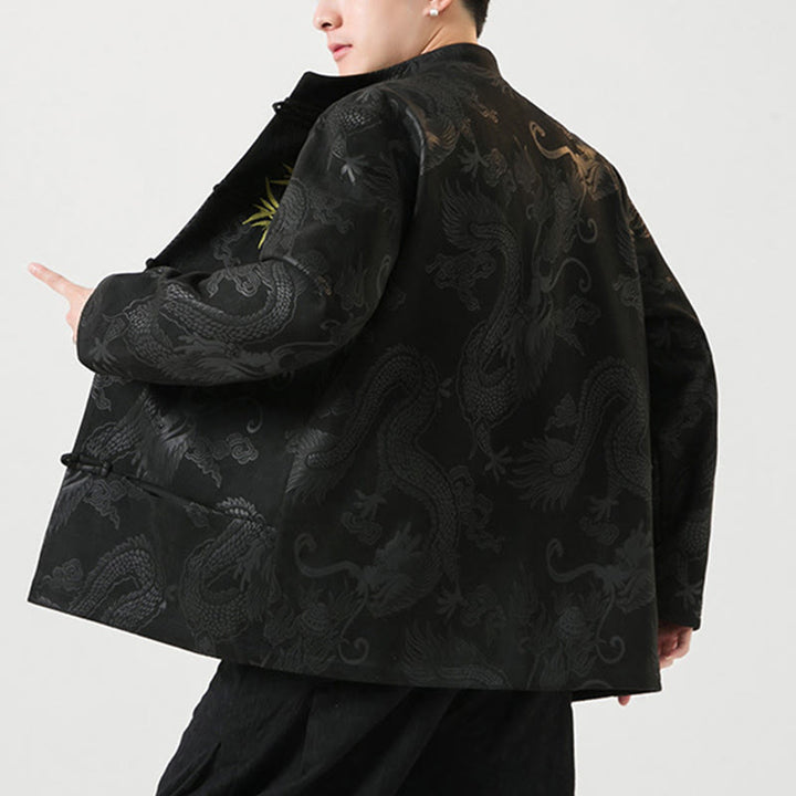 Chaqueta de manga larga para hombre con diseño de rana dragón de bambú y Buddha Stones - image 4