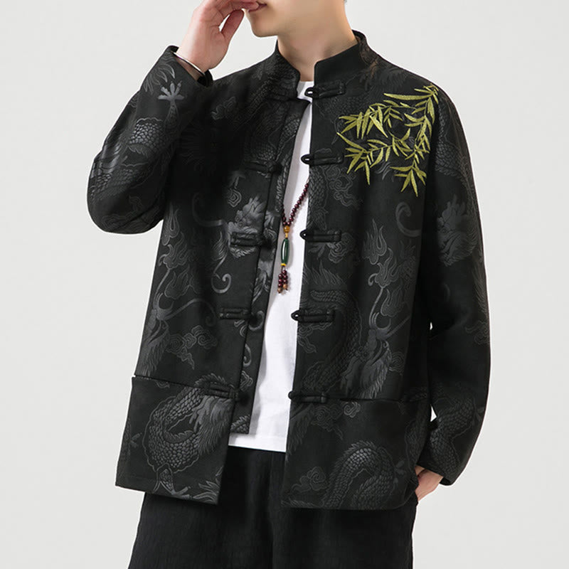 Chaqueta de manga larga para hombre con diseño de rana dragón de bambú y Buddha Stones - image 3