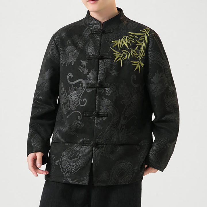 Chaqueta de manga larga para hombre con diseño de rana dragón de bambú y Buddha Stones - image 7
