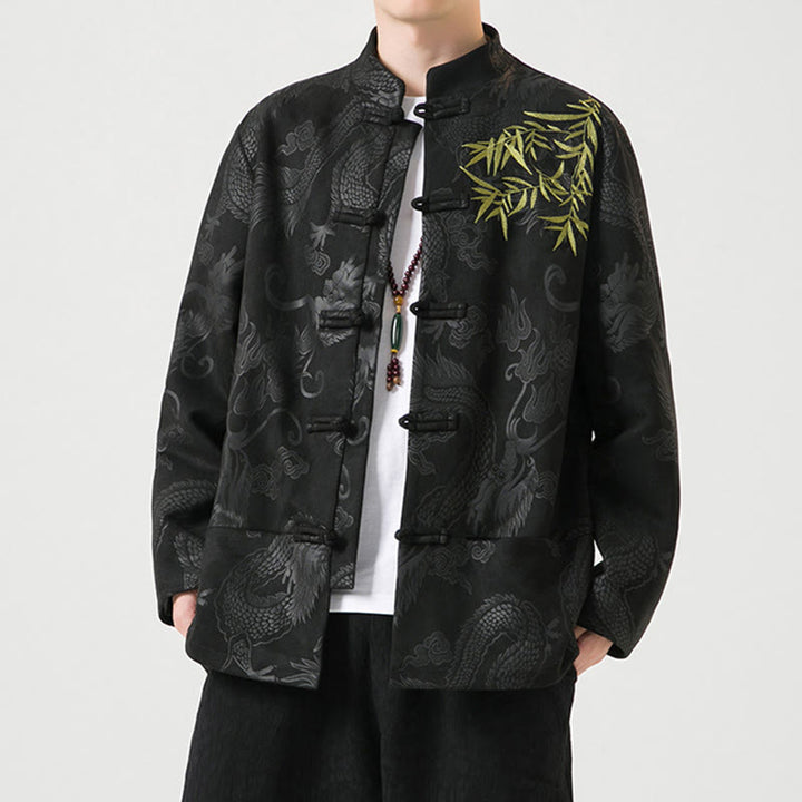 Chaqueta de manga larga para hombre con diseño de rana dragón de bambú y Buddha Stones - image 2