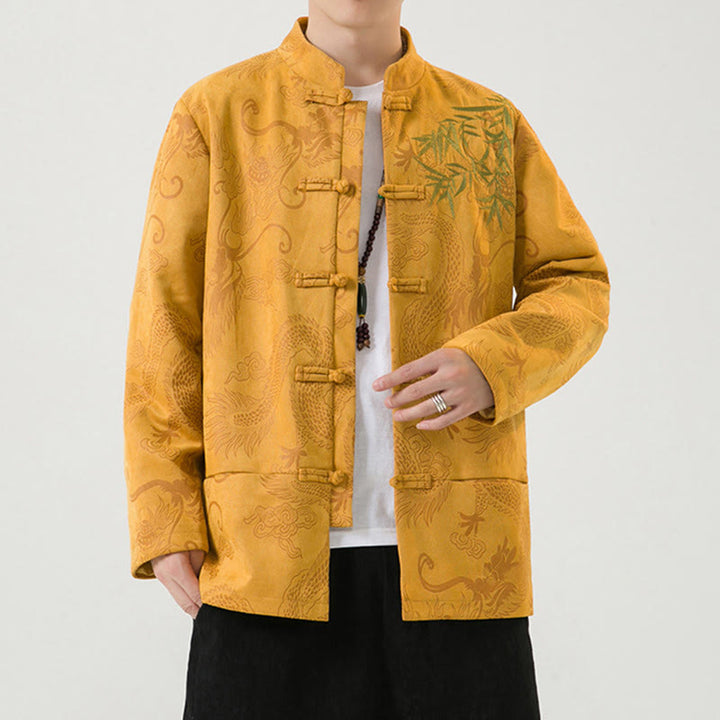 Chaqueta de manga larga para hombre con diseño de rana dragón de bambú y Buddha Stones - image 11