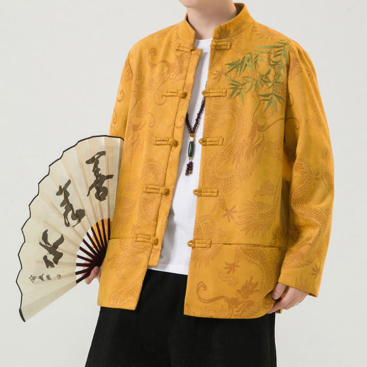 Chaqueta de manga larga para hombre con diseño de rana dragón de bambú y Buddha Stones - image 12