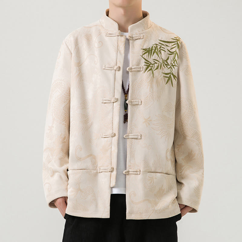 Chaqueta de manga larga para hombre con diseño de rana dragón de bambú y Buddha Stones - image 28
