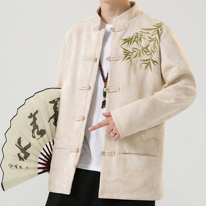Chaqueta de manga larga para hombre con diseño de rana dragón de bambú y Buddha Stones - image 32