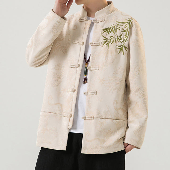 Chaqueta de manga larga para hombre con diseño de rana dragón de bambú y Buddha Stones - image 26