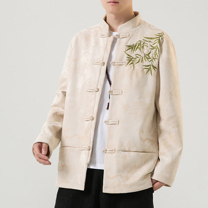 Chaqueta de manga larga para hombre con diseño de rana dragón de bambú y Buddha Stones - image 27