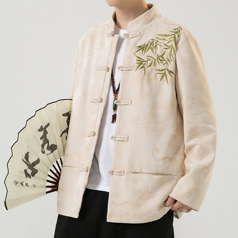 Chaqueta de manga larga para hombre con diseño de rana dragón de bambú y Buddha Stones - image 31