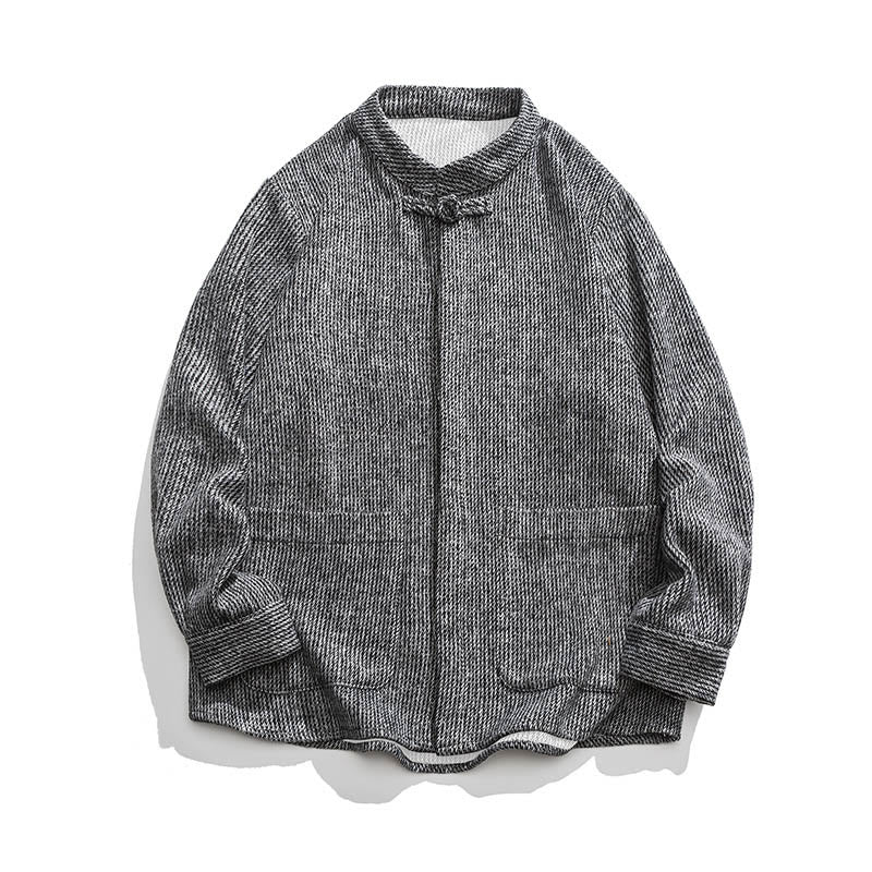 Chaqueta de pana de algodón de manga larga para hombre con botones de rana, color liso y bolsillos, de Buddha Stones - image 31