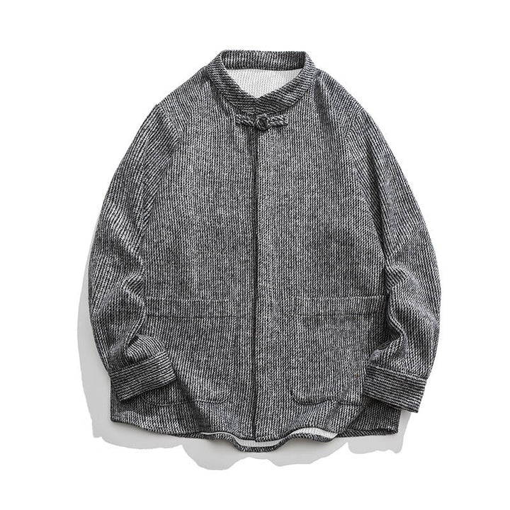 Chaqueta de pana de algodón de manga larga para hombre con botones de rana, color liso y bolsillos, de Buddha Stones - image 31