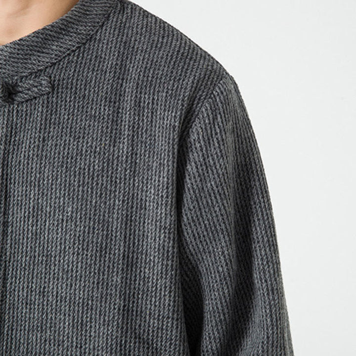 Chaqueta de pana de algodón de manga larga para hombre con botones de rana, color liso y bolsillos, de Buddha Stones - image 20