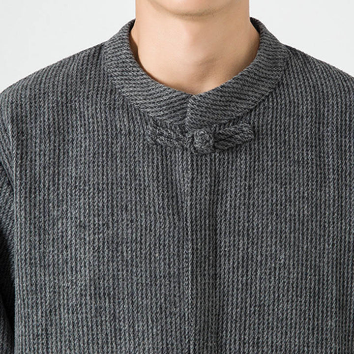Chaqueta de pana de algodón de manga larga para hombre con botones de rana, color liso y bolsillos, de Buddha Stones - image 19