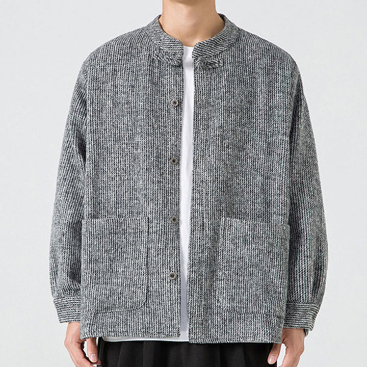 Chaqueta de pana de algodón de manga larga para hombre con botones de rana, color liso y bolsillos, de Buddha Stones - Gris - US/UK/AU48，EU58(5XL) - image 22