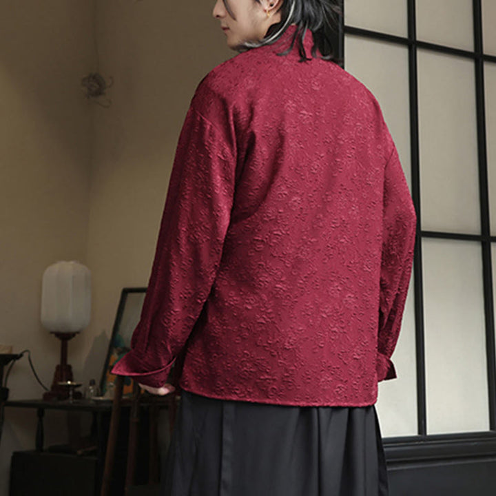 Camisa de manga larga con cordones y cuello en V floral para hombre con estampado de Buddha Stones - image 10