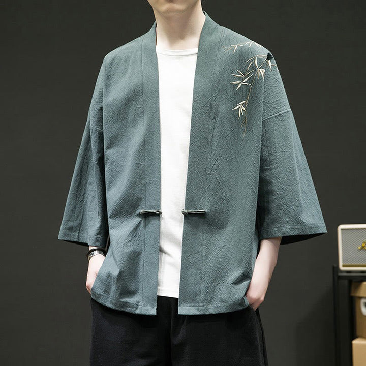 Chaqueta tipo kimono de algodón para hombre, de manga larga, con diseño de Buddha Stones y nubes auspiciosas. - image 2