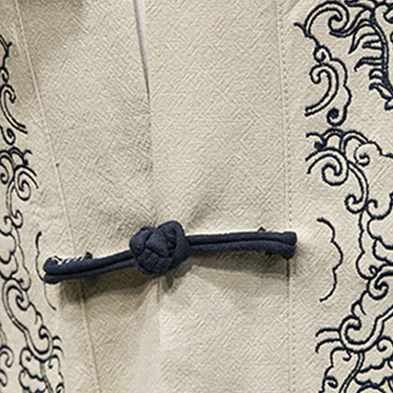 Chaqueta tipo kimono de algodón para hombre, de manga larga, con diseño de Buddha Stones y nubes auspiciosas. - image 5