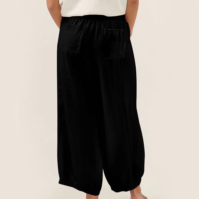 Pantalones harem de algodón liso para mujer con estampado de Buddha Stones y bolsillos. - image 5