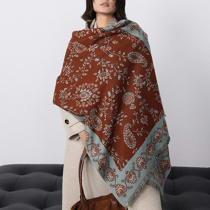 Bufanda chal suave con estampado de flores de cachemira de invierno y Buddha Stones - image 4