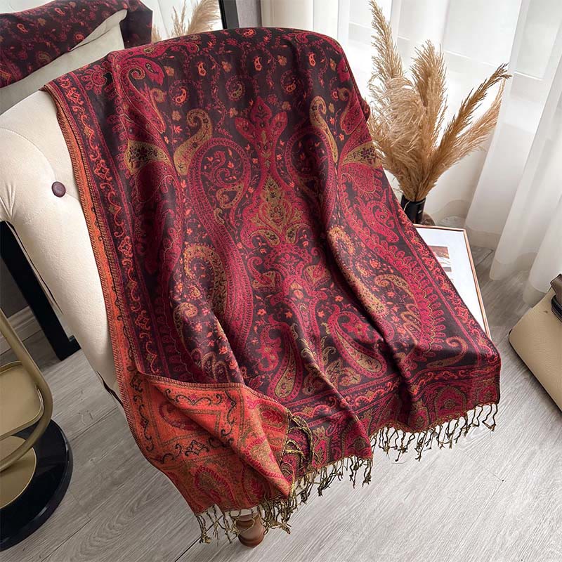 Bufanda chal con Buddha Stones - Rojo oscuro - 195*70 cm - image 4