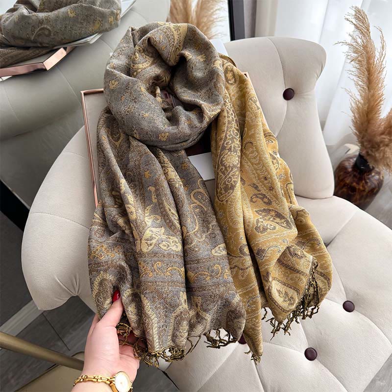 Bufanda/chal con borlas y estampado floral paisley de Buddha Stones para primavera - image 14