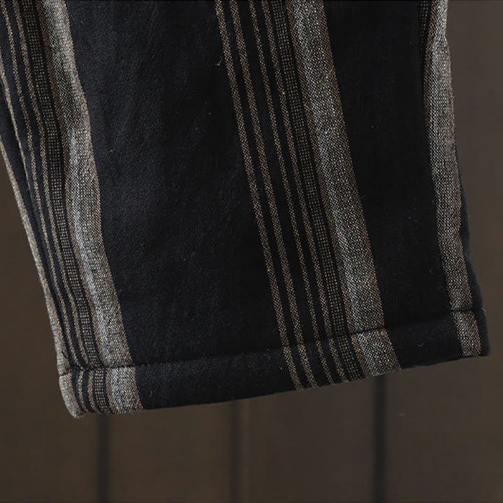 Pantalones harén acolchados de pana de algodón a rayas térmicas Buddha Stones Commute para mujer con bolsillos - image 13