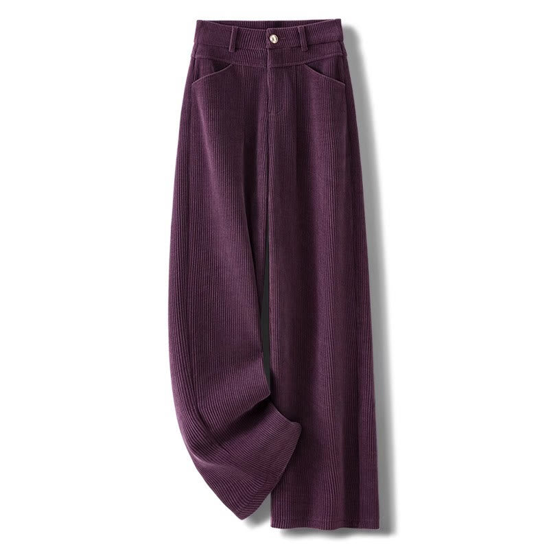 Pantalones anchos de pana de algodón con diseño de pierna recta de invierno para mujer con bolsillos de Buddha Stones - Púrpura - US16, UK/AU20, EU48 (4XL) - image 5