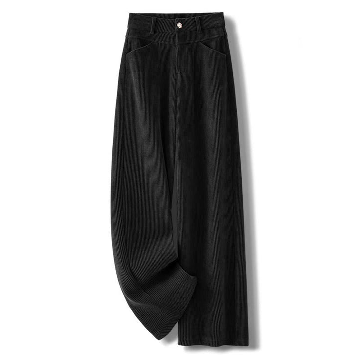 Pantalones anchos de pana de algodón con diseño de pierna recta de invierno para mujer con bolsillos de Buddha Stones - Negro - US16, UK/AU20, EU48 (4XL) - image 12