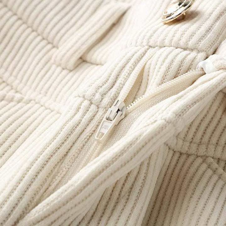 Pantalones anchos de pana de algodón con diseño de pierna recta de invierno para mujer con bolsillos de Buddha Stones - image 2