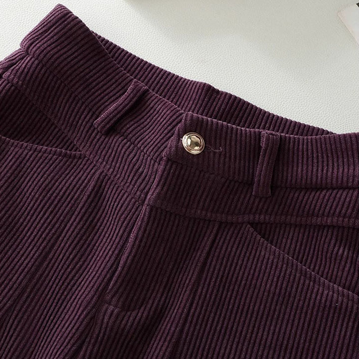 Pantalones anchos de pana de algodón con diseño de pierna recta de invierno para mujer con bolsillos de Buddha Stones - image 7