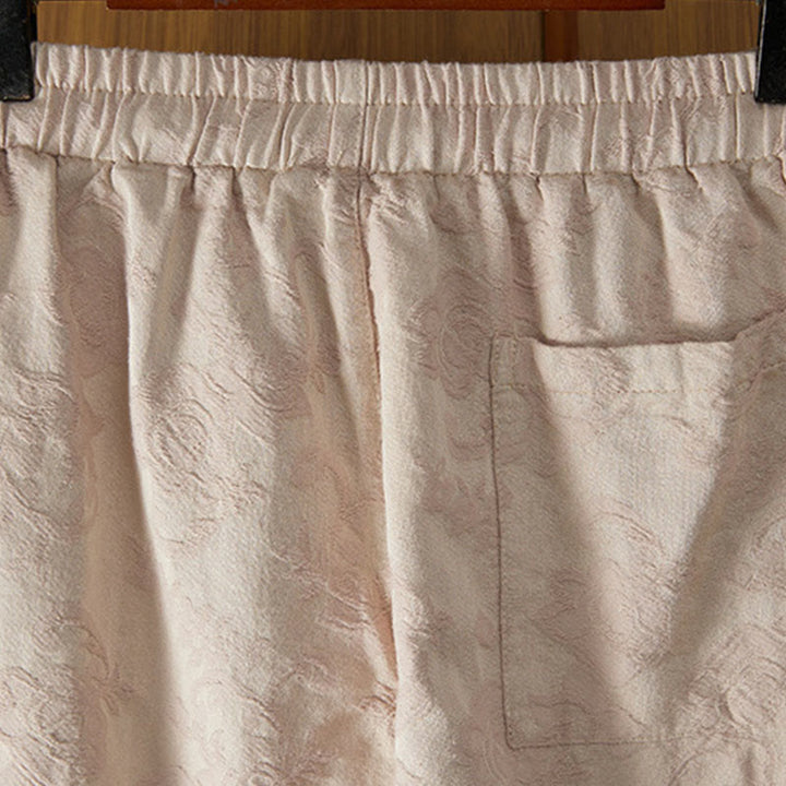 Pantalones de algodón de pierna ancha para mujer con estampado floral de jacquard térmico de invierno y bolsillos . - image 10