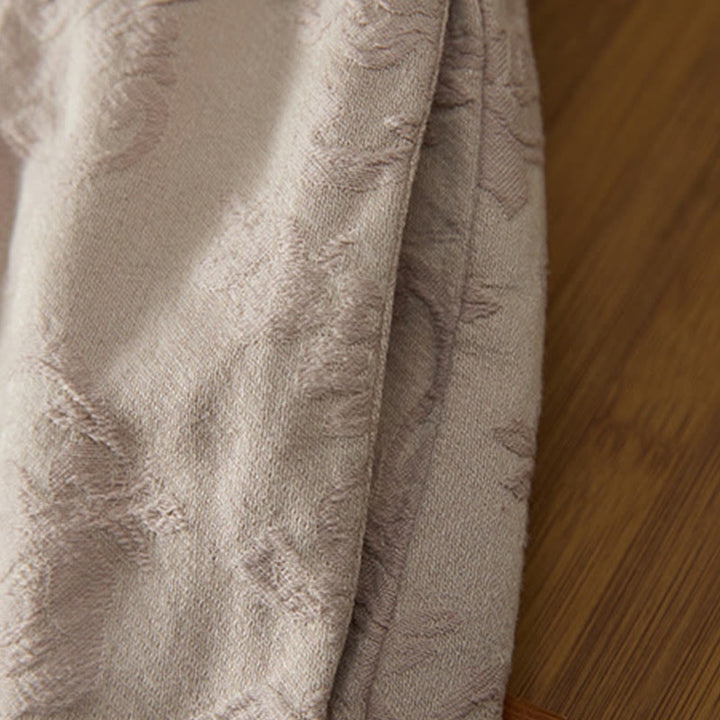 Pantalones de algodón de pierna ancha para mujer con estampado floral de jacquard térmico de invierno y bolsillos . - image 12