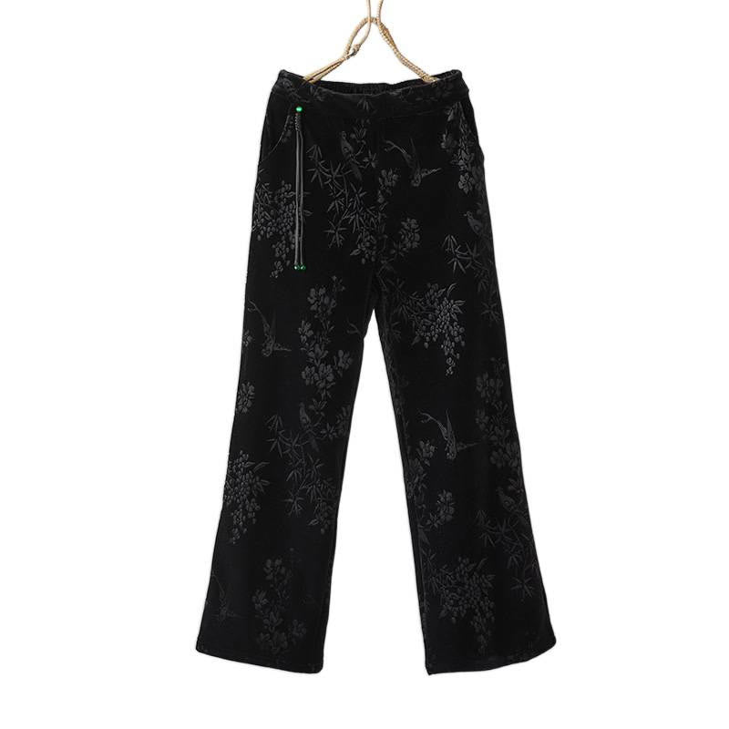Pantalones Buddha Stones para mujer, de algodón, con forro polar, cintura alta, diseño jacquard, pernera ancha y bolsillos - image 14
