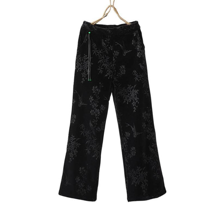 Pantalones Buddha Stones para mujer, de algodón, con forro polar, cintura alta, diseño jacquard, pernera ancha y bolsillos - image 14