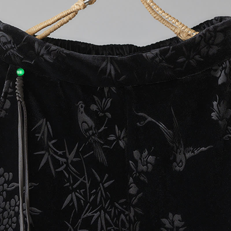 Pantalones Buddha Stones para mujer, de algodón, con forro polar, cintura alta, diseño jacquard, pernera ancha y bolsillos - image 10