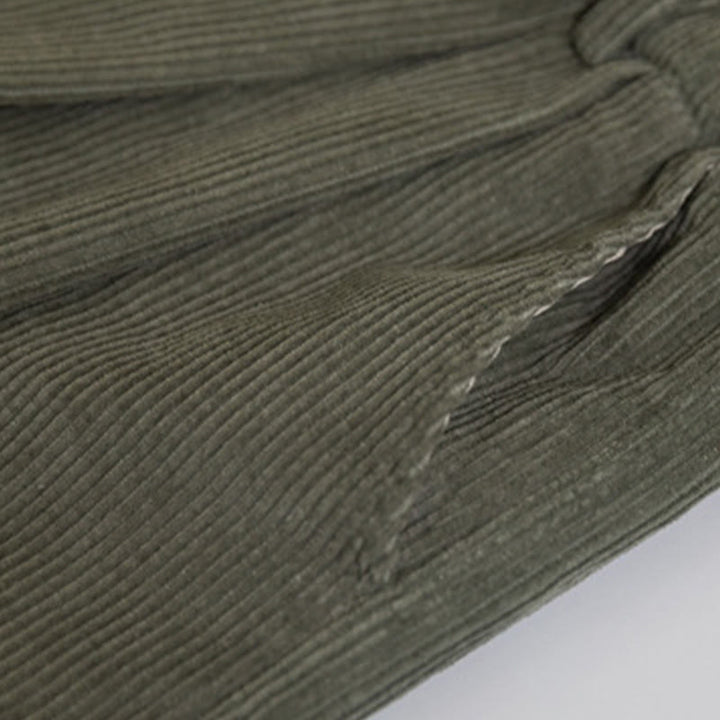 Pantalones de pana de algodón con cintura alta, cremallera y pernera ancha para mujer de Buddha Stones con bolsillos - image 13