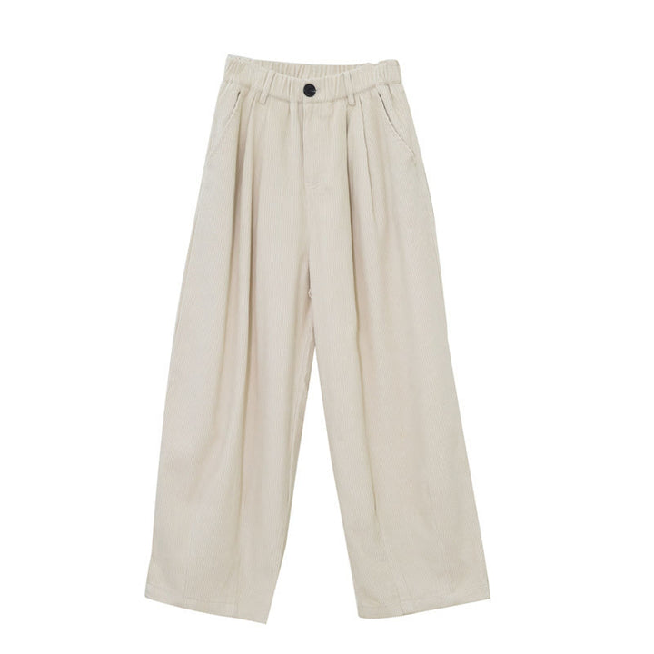 Pantalones de pana de algodón con cintura alta, cremallera y pernera ancha para mujer de Buddha Stones con bolsillos - Beige - US6, UK/AU10, EU38 (L) - image 17