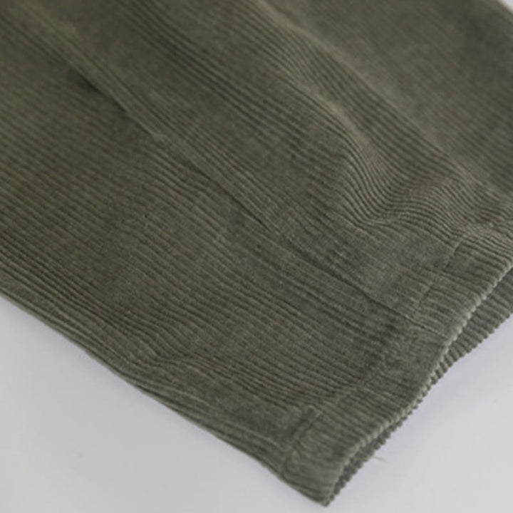 Pantalones de pana de algodón con cintura alta, cremallera y pernera ancha para mujer de Buddha Stones con bolsillos - image 16