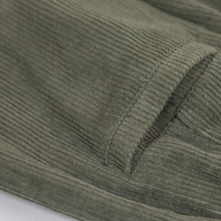 Pantalones de pana de algodón con cintura alta, cremallera y pernera ancha para mujer de Buddha Stones con bolsillos - image 14