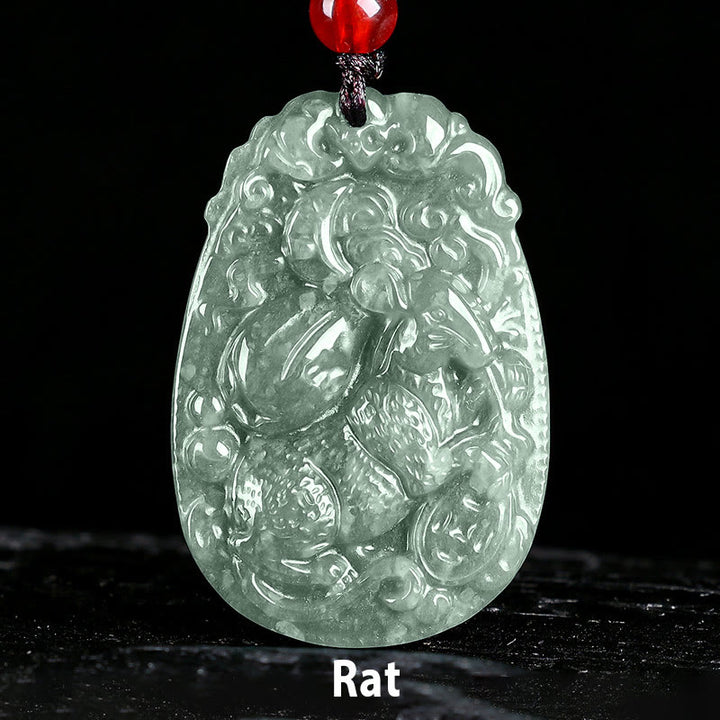 Collar con colgante de cuerda de la suerte con Buddha Stones , jade del zodiaco chino, año del caballo - Rata - image 6