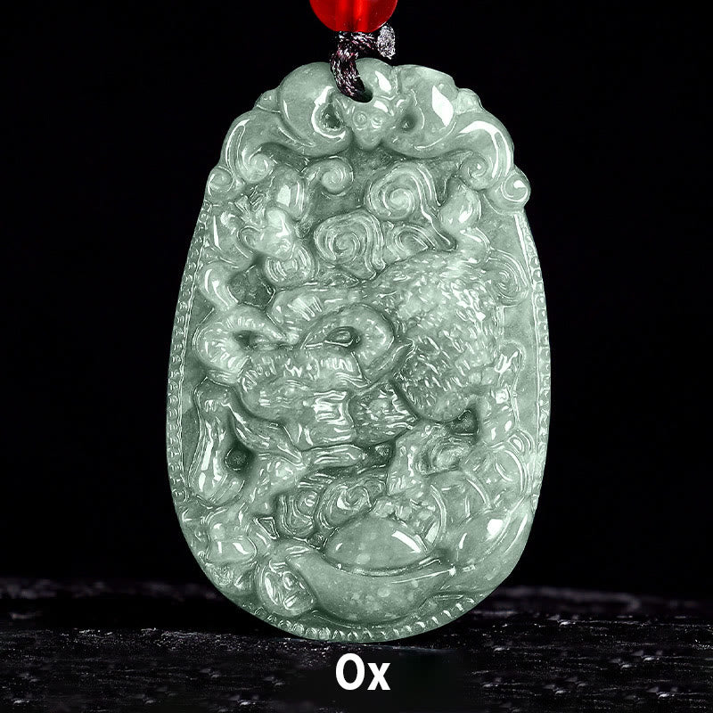 Collar con colgante de cuerda de la suerte con Buddha Stones , jade del zodiaco chino, año del caballo - Buey - image 12