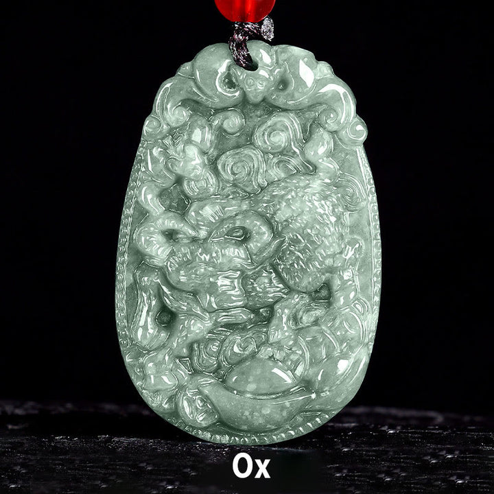Collar con colgante de cuerda de la suerte con Buddha Stones , jade del zodiaco chino, año del caballo - Buey - image 12