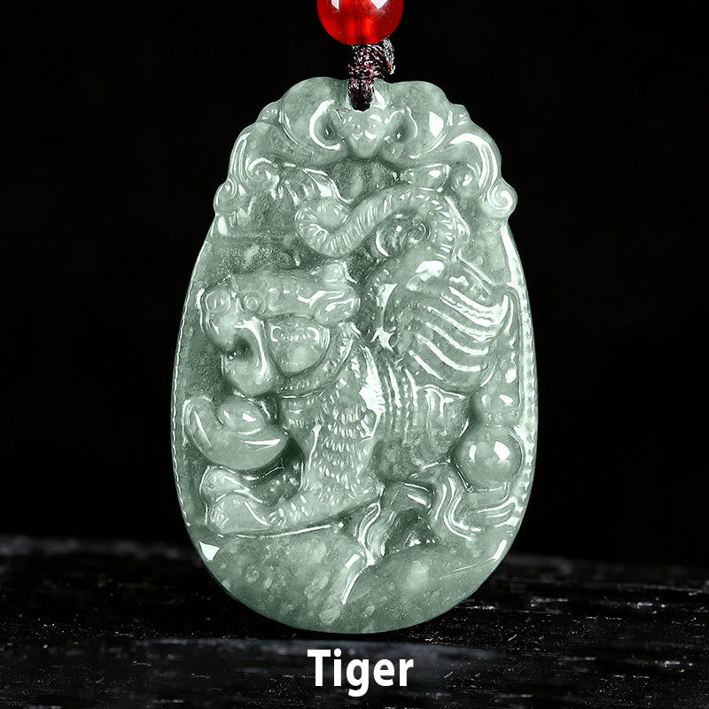 Collar con colgante de cuerda de la suerte con Buddha Stones , jade del zodiaco chino, año del caballo - Tigre - image 13