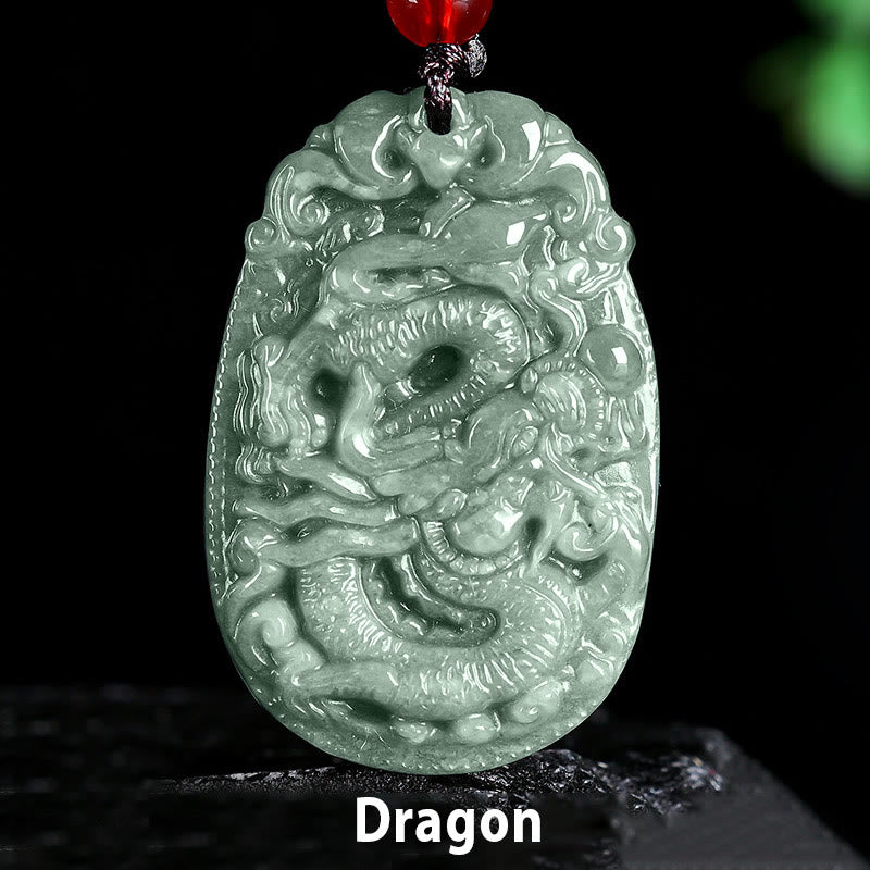 Collar con colgante de cuerda de la suerte con Buddha Stones , jade del zodiaco chino, año del caballo - Dragón - image 15