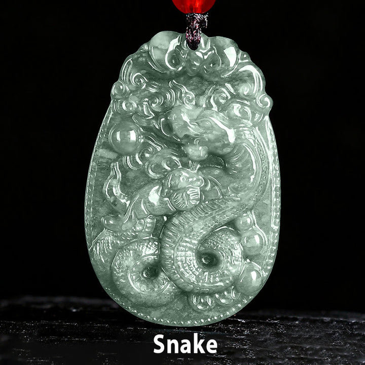 Collar con colgante de cuerda de la suerte con Buddha Stones , jade del zodiaco chino, año del caballo - Serpiente - image 16