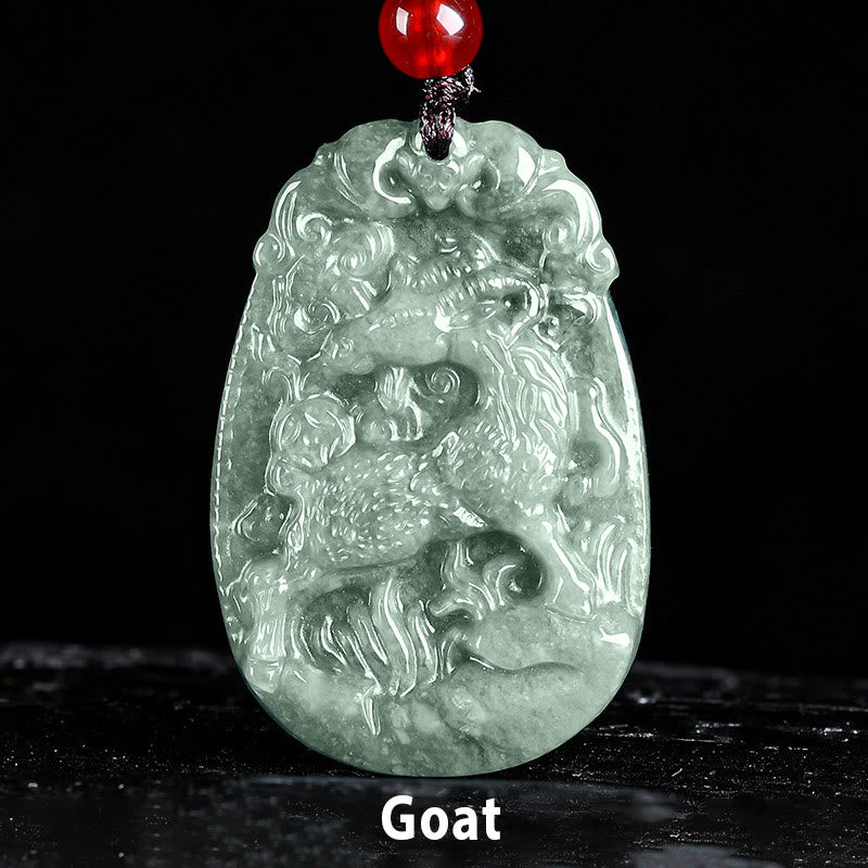 Collar con colgante de cuerda de la suerte con Buddha Stones , jade del zodiaco chino, año del caballo - Cabra - image 17