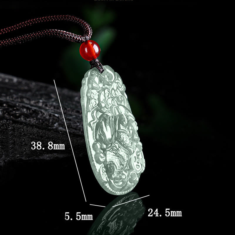 Collar con colgante de cuerda de la suerte con Buddha Stones , jade del zodiaco chino, año del caballo - image 10