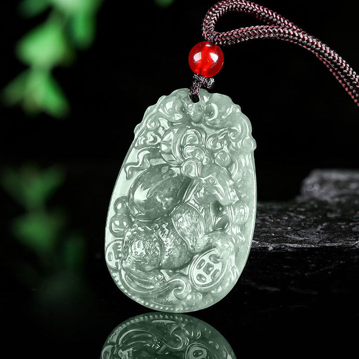 Collar con colgante de cuerda de la suerte con Buddha Stones , jade del zodiaco chino, año del caballo - image 7