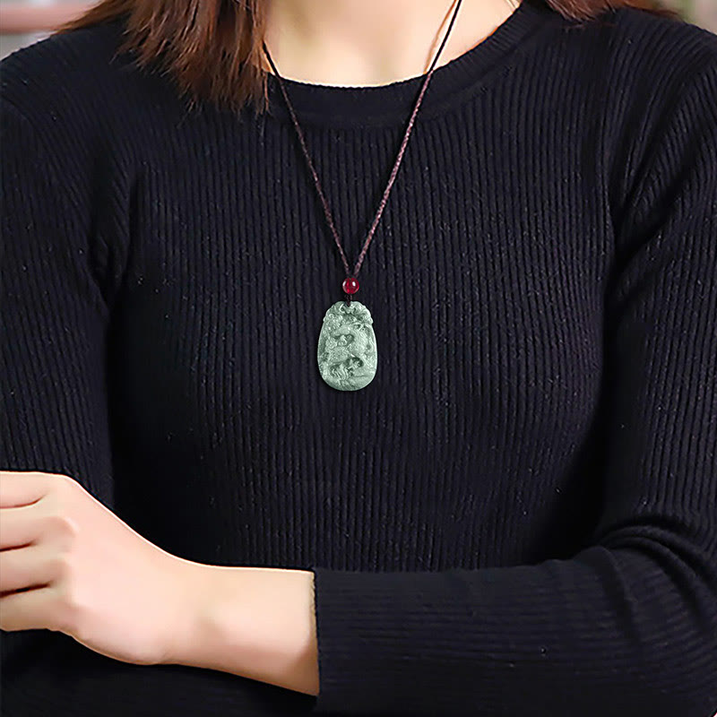 Collar con colgante de cuerda de la suerte con Buddha Stones , jade del zodiaco chino, año del caballo - image 11
