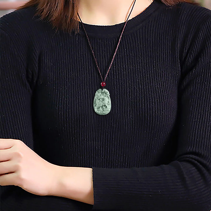Collar con colgante de cuerda de la suerte con Buddha Stones , jade del zodiaco chino, año del caballo - image 11