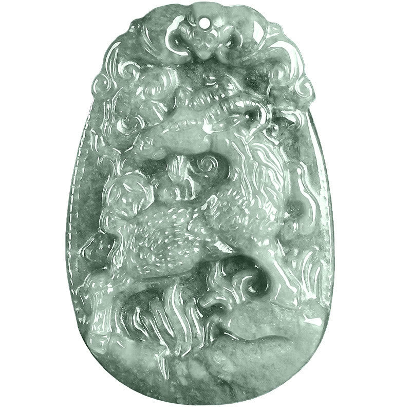 Collar con colgante de cuerda de la suerte con Buddha Stones , jade del zodiaco chino, año del caballo - image 18